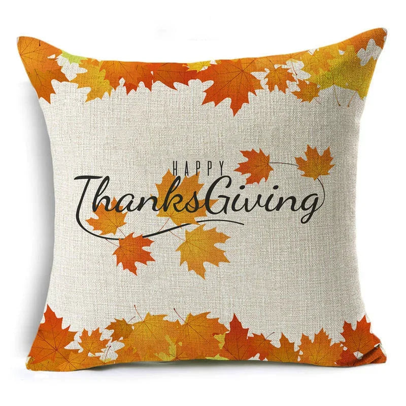 Axyaa Autumn Print Style Thanksgiving Pillow Case - Decorative Plant Cushion Cover