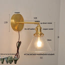 Axyaa Nordic LED Wall Light Fixture Glass Rotate Copper Bedside Lamp