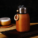 Axya Porcelain Insulation Cup with Stainless Steel Liner and Bamboo Tea Set