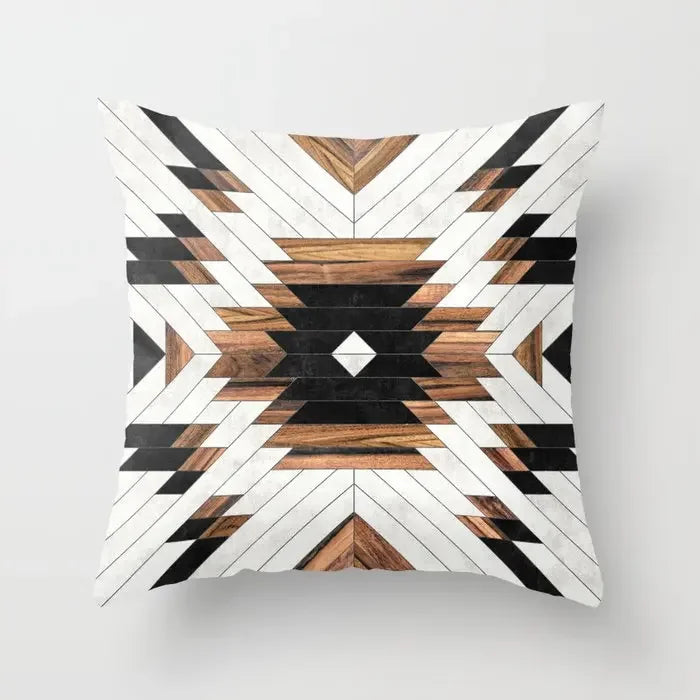 Axyaa Wood Background Mable Tribal Print Cushion Cover - Home Sofa Decor
