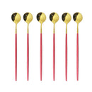 Axyaa Stainless Steel Long Spoon Set for Dessert Coffee Tea Stirring