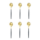 Axyaa Matte Stainless Steel Teaspoon Set for Dessert, Coffee, Ice Cream - 6 Pcs