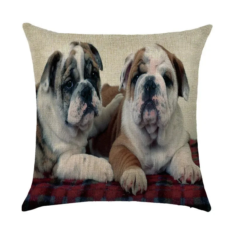Cute Dog Watercolor Linen Cushion Cover 45*45cm - Axyaa
