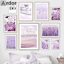 Axyaa Lavender Field Canvas Wall Art Nordic Style Landscape Posters