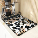 Axyaa Diatom Mud Kitchen Drain Pads: Leopard Geometric Absorbent Tableware Mat