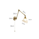 Axyaa Glass Lampshade Pull Chain LED Wall Light Fixture for Bedroom Home Indoor Lighting