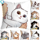 Axyaa Cute Cat Kiss Love Pillowcase 45x45cm - Home Decor Short Plush Pillow Cover