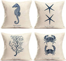 Axyaa Marine Life Blue Pillow Case Set - Home Decor Ocean Sailing Theme
