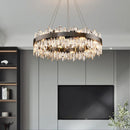 Axyaa Gold Black Crystal Chandelier Hanging Lamp for Elegant Indoor Lighting