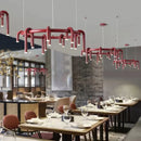 Axyaa Modern U-Shaped Chandelier Red Black Metal Cord Adjustable Dining Kitchen Bar