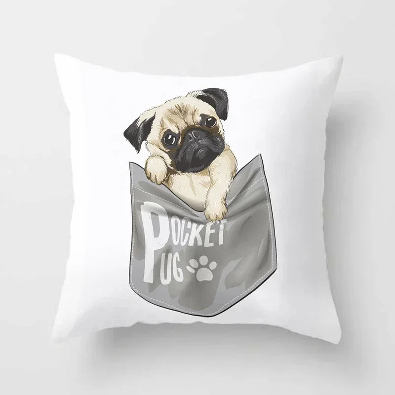 Cute Pug Bulldog Pillowcase for Living Room Decor - Axyaa Home Decor