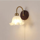 Axyaa Glass LED Wall Light with Pull Chain Switch for Bedroom Hallway
