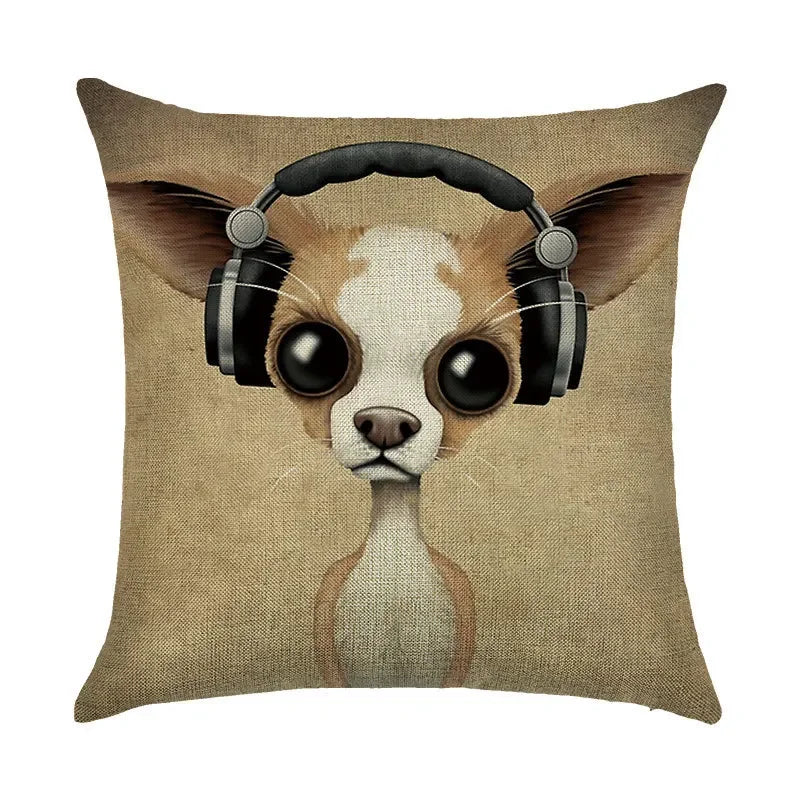 Axyaa Cartoon Design Linen Pillowcase for Home Décor
