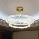 Axyaa Luxurious Circle Pendant Light with Dimmable LED and K9 Crystals for Parlor