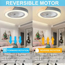 Axyaa Bladeless Remote Control Wood LED Ceiling Fan-Light, Modern Low Profile Square/Round Design