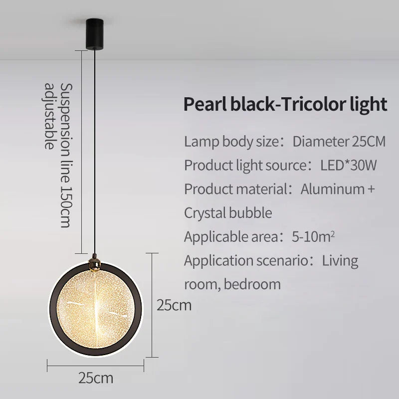 Axyaa Black Crystal Pendant LED Chandelier for Home Decor Lighting