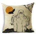 Axyaa Skull Pumpkin Printed Linen Throw Pillowcase for Living Room Party