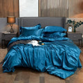 Axyaa Silk-Like Satin Hotel Duvet Cover Set - Queen Size Luxe Comforter Bedding