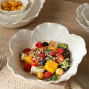Axyaa Ceramic Cabbage Relief Deep Bowl - White Tableware for Fruit & Salad