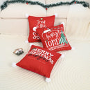 Axyaa Nordic Red Velvet Christmas Pillowcase 45x45 - Letter Printed Sofa Cushion Cover