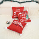 Axyaa Red Velvet Christmas Pillowcase 45x45 Cojines Letter Print Couch Cushion Cover