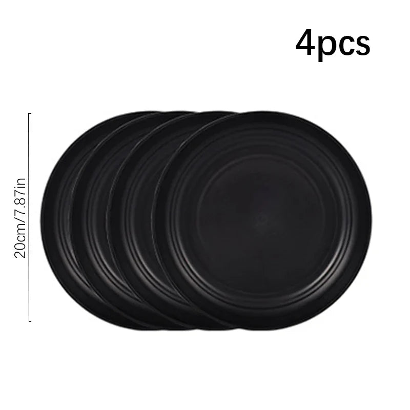 Axyaa 16pc Black PP Cutlery & Plate Set for Outdoor Camping and Parties