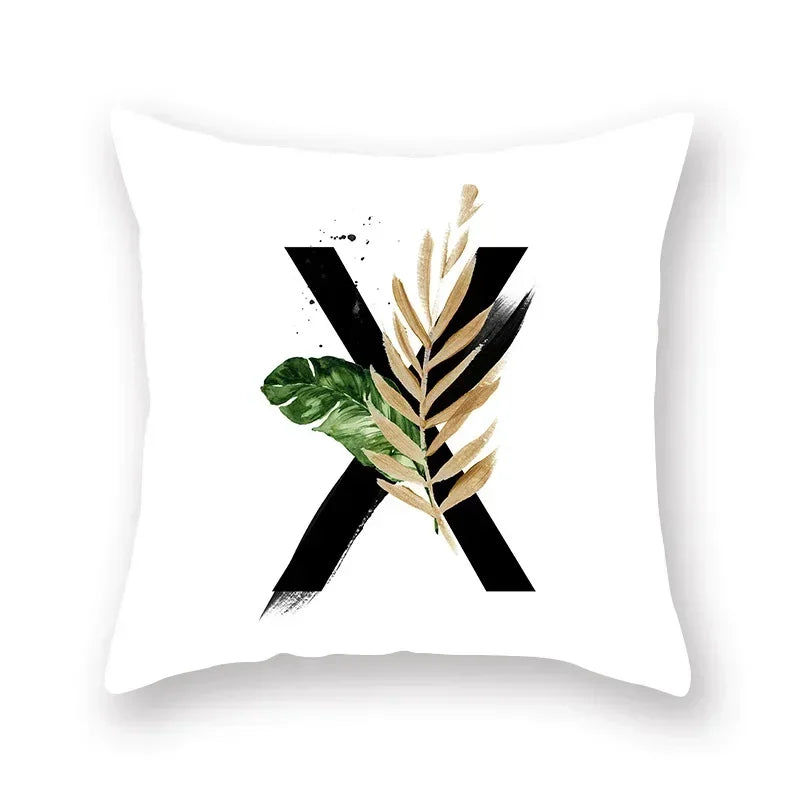 Floral Alphabet Pillow Case by Axyaa: Home & Car Decorative Cushion Cover