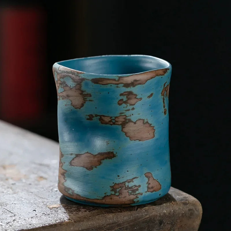 Axyaa Coarse Pottery Coffee Cup Hand Holding Retro Japanese Ceramic Espresso Cup