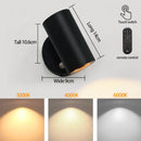 Axyaa LED Remote Charge Wall Lamp 3-Color Bedroom Living Room Lighting