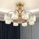 Axyaa Crystal Large Fan Chandelier for Living Dining Bedroom - Modern Luxury Ceiling Lamps