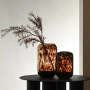 Axyaa Amber Leopard Glass Vase Hydroponic Flower Designer Ornament