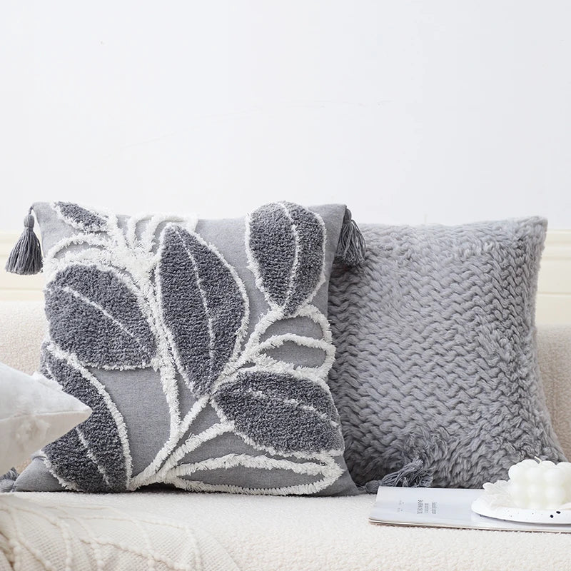 Axyaa Tufted Cushion Cover With Tassel - Mori Style Home Decor Pillowcase