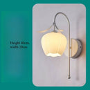 Axyaa French Cream Orchid Iron Wall Lamp - Retro Glass Bedhead Sconce Light