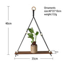 Axyaa Wood Bead Macrame Leaf Wall Shelf Set - Boho Nordic Home Decor Display