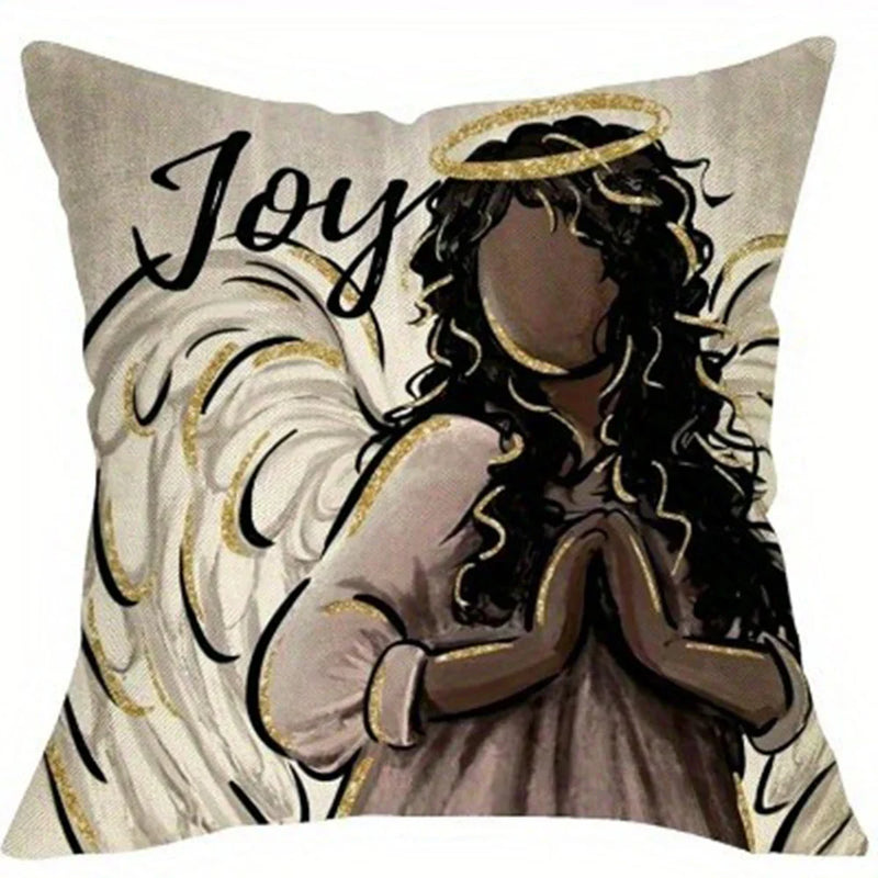 Axyaa African American Angel Christmas Decoration Pillowcase