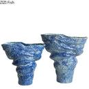 Axyaa Blue Hammer Patterned Ceramic Vase for Room Aesthetic Decor