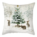 Christmas Deer & Rabbit Winter Pillow Case - Axyaa Home Decor Collection
