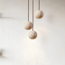 Axyaa Stone Yellow Travertine LED Pendant Chandelier - Small Round Nordic Bedroom Light
