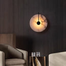 Axyaa Marble Wall Lamp: Nordic Postmodern Circular Lighting for Living Room, Bedroom, Study