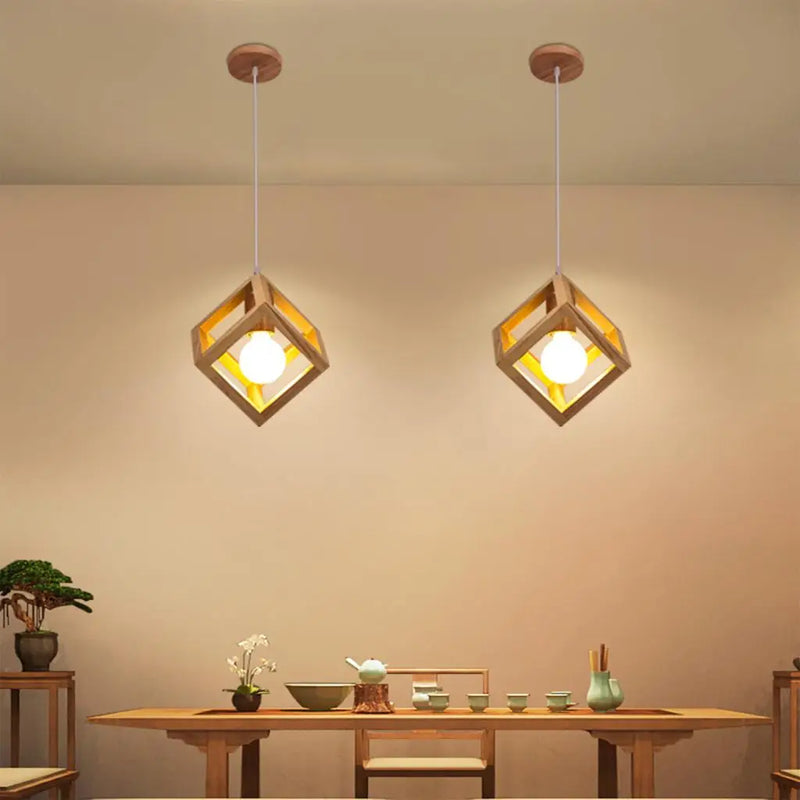 Axya Wood Pendant Lights for Dining Room, Kitchen, Bedroom - Modern LED Lampshade