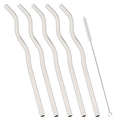 Axyaa Stainless Steel Wavy & Straight Drinking Straws Set for Cocktails & Bubble Tea