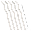 Axyaa Stainless Steel Wavy & Straight Drinking Straws Set for Cocktails & Bubble Tea