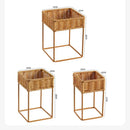 Axyaa Rustic Wicker Plant Stand with Flowerpot Indoor Decor Shelf
