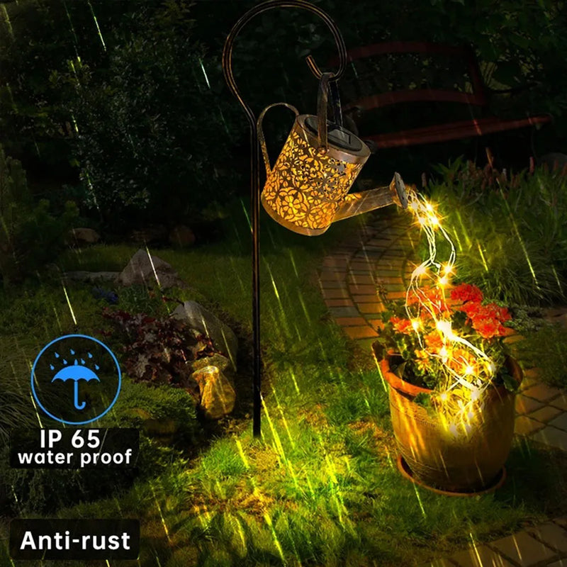 Axya Solar Watering Can LED Hanging Waterfall Light for Outdoor Garden