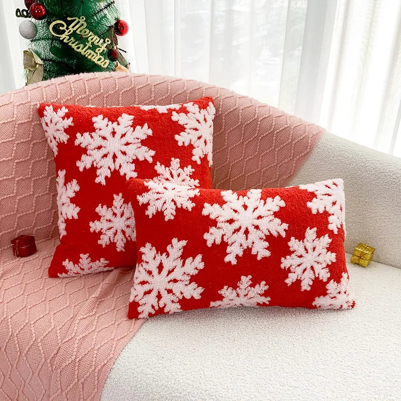 Axyaa Soft Snowflakes Cushion Cover Christmas Decoration Red Green 45x45cm 30x50cm
