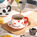Axyaa Flower Heart Ceramic Mug, Irregular Creative Style Coffee Cup