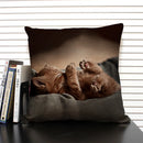 Axyaa Dog & Cat Pattern Linen Cushion Cover for Living Room Decor