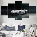 White Racing Car Speed Vehicle Canvas Wall Art Print Home Decor By Axyaa