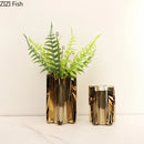 Axyaa Silver Metal Vase with Artificial Flowers for Desk Decor