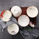 Axya Hand-Painted Bamboo Hat Bowl 5 Inch High Foot Ceramic Bowl